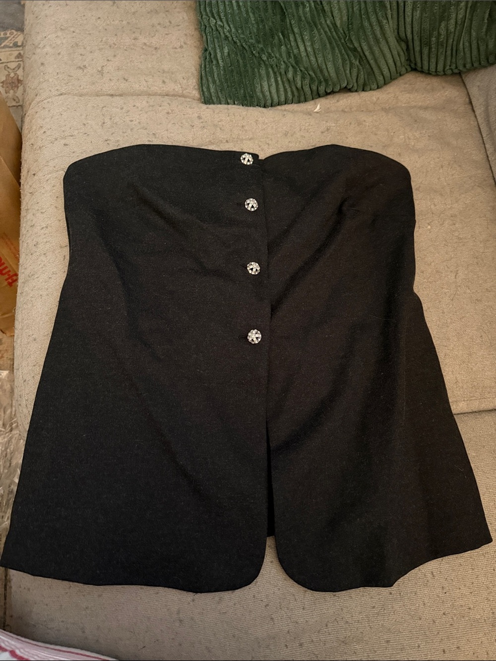 H&M Black Strapless Button-Front Tank Top